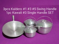 3pcs Kaldero #1 #3 #5 Swing Handle and 1pc Kawali #3 Single Handle  SET (S135/F3)