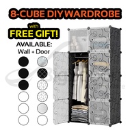 BIGSPOON DIY 8-Cube Wardrobe Cabinet Clothes Hanger Storage Rack Organizer Rak Kabinet Almari Baju W