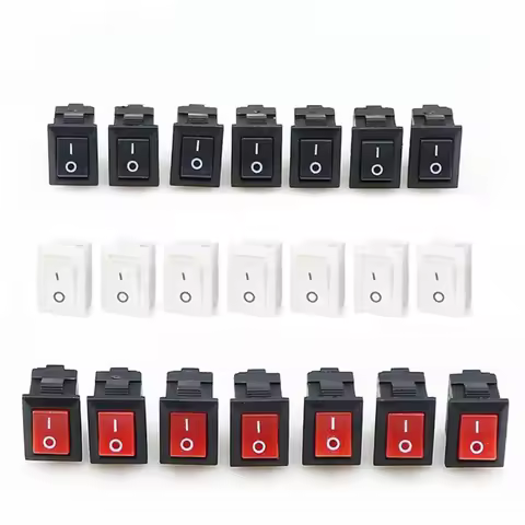 5/10Pcs Boat Rocker Switch 6A 21x15mm SPST 2Pin 10MM*15MM 3A 250V KCD11 Snap-in on/Off Mini Push But