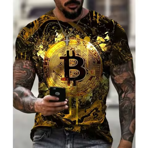 Fashionable and Lnteresting Bitcoin (Bitcoin) Pictures For Men's T-Shirts Trend Digital Printing Cas