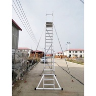 Aluminum Alloy Herringbone Platform Ladder Safe Work Ladder 3 4m Foldable Engineering Ladder Fence A