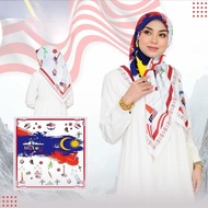 Malaysia August 31st Independence Day Headscarf 45 Inch Women's Adult Square Celebration Headscarf