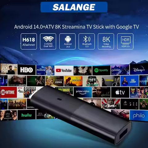 Salange TV Stick Android 14.0 P98 2G RAM 16G ROM BT 5.0 Smart TVStick 4K Media Player 2 USB 3.0 Port