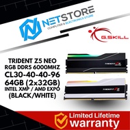 GSKILL TRIDENT Z5 NEO RGB DDR5 6000MHZ CL30-40-40-96 64GB (2x32GB) INTEL XMP / AMD EXPO (BLACK/WHITE