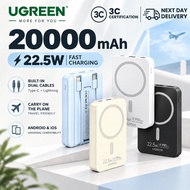 UGREEN【3c+Qi2 Certified】20000mAh Qi Magnetic Powerbank Wireless Fast Charging Magsafe PD3.0 22.5W Li