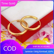 New Arrival Saudi Gold 18k Pawnable Legit Earrings Female 2.3 cm Wide Glossy Earrings Jewelry Gold V