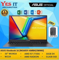 ASUS VIVOBOOK 16 M1605Y-AMB423WMS (Ryzen™ 7 7730U 16G DDR4 512GB SSD 16" WUXGA IPS W11) LAPTOP