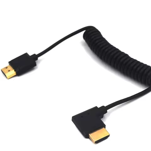 New 4K*2K@60HZ OD 3.2mm HDMI-compatible Spiral Cable HDMI-compatible 2.0 to 90 Degree HDMI Stretch S