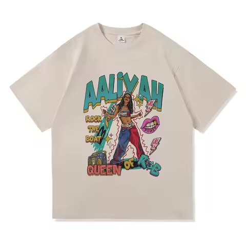 Aaliyah T Shirt Fashion Men Clothing Harajuku Unisex High Quality Cotton Tops Manga Funny Graphic T