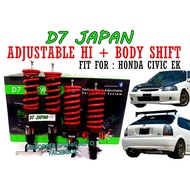 D7 JAPAN ADJUSTABLE HI LOW BODY SHIFT FOR HONDA CIVIC EK EJ EK9 EK4 S21 TYPE R B16A B18C ABSORBER SP