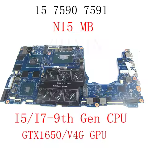 For Dell Inspiron 15 7590 7591 Laptop Motherboard with i5 i7 9th Gen CPU GTX1650/V4G GPU NBL_N15_MB 
