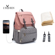 ♘✤LEQUEEN Diaper Bag Multi Function Large Capacity Nappy Bag Organizer with Changing Pad Backpack Mo