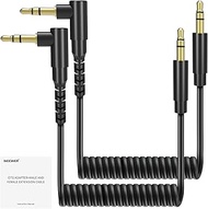 NEEWER 2 Pack Aux Cable Set, 3.5mm TRS Male to 3.5mm TRS Male Coiled Cable Compatible with DJI Mic R