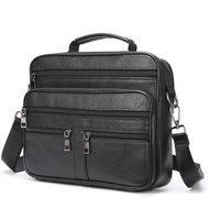 ✾№▩  Fashion Men's Shoulder Bag Black Genuine Leather Handbag for Men Business Office Messenger Bag Male Crossbody Bag