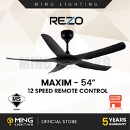 (Sirim) REZO Ceiling Fan MAXIM 54 Signature Model DC Motor Remote Control 5 ABS Blade Kipas Siling S