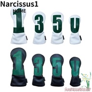 NARCISSUS Golf Club Cover, Portable 1 3 5 U Embroidered Golf Club Head,  Multifunctional PU Leather 