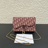 Dior迪奧紅色老花馬鞍鏈條包dior woc鏈條包單肩斜挎包