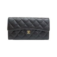 黑色 菱格紋 牛皮 Classic 扣式 長夾【CHANEL 香奈兒】 AP0241