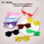 OQ BOGA แว่นตากันแดดกรอบทรงกลมรังสียูวีสำหรับทุกเพศ10สไตล์ UV400แว่นตากันแดดไร้ขอบหลายสี