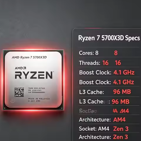AMD Ryzen 7 5700X3D Bulk AM4 Desktop CPU 105W 8 Cores 16 Threads Support DDR4 Max Boost 4.1GHz Fit X