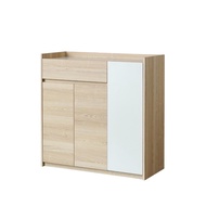 VHIVE Harper 90cm Shoe Cabinet (Ottawa Oak/White Shoe Storage Cupboard)
