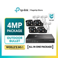 TP-Link 4MP AI CCTV VIGI C340&C440 (4MM) With PoE NVR NVR1004H-4P Full Color Wired IP Network Camera
