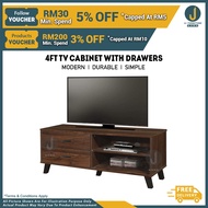 [JJ Furniture DIY]  4ft TV Hall Cabinet Console with Drawers | Kabinet Almari Rak TV 4 Kaki