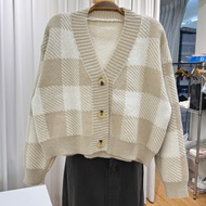 ** 32wardrobe-Large Plaid Sweater Jacket 25519 r