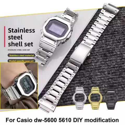 Modified Solid metal Watch Strap Case kit For Casio gshock DW-5600 GW-M5610 GW-B5600 Stainless Steel