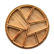 Wood Puzzle Serving Tray with 8 Removable Compartments Fruits Nuts Meats Dips Food Tray Cocktail Par