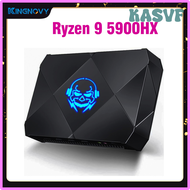 KASVF ใหม่มินิพีซี11Th In Core I9 11900H AMD Ryzen 9 5900HX Nuc Dual Ram NVMe SSD WiFi 3x4พันจอแสดงผ