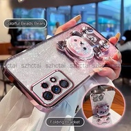 Casing Samsung A33 A53 A73 Phone Case Relieve Stress Colorful Bead Bear Folding Bracket Phone Case