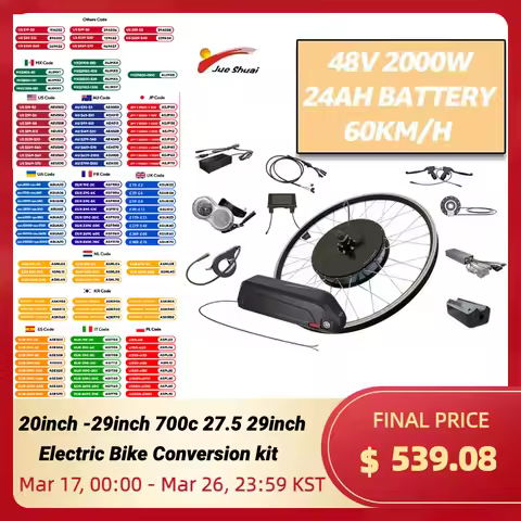 Electric Bike Conversion Kit with 24ah Battery 26-29 Inch 700C 27.5 eBIKE Conversion Kit 48V 2000W R