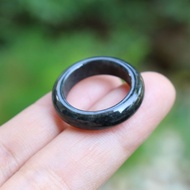 Genuine Jade Ring Black Plain Shape size 53-54 mm