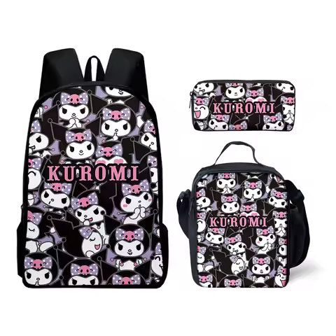 Sanrio Kuromi Schoolbag Boys Girls School Book Bags Kuromi Bagpack Teenagers Laptop Travel Student B