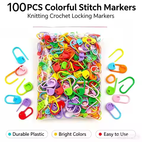 Multicolor Plastic Stitch Markers, Crochet Knitting Locking Clips, Anti-Unravel Safety Pins for DIY 