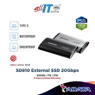 Adata SD810 External SSD Type-C 20Gbps USB 3.2 Gen2x2 Black / Titanium Grey - (500GB / 1TB / 2TB) co
