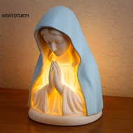 Virgin Mary Night Light Resin Praying Virgin Table Lamp Blessed Mother in Blue Veil Bedside Light Ca