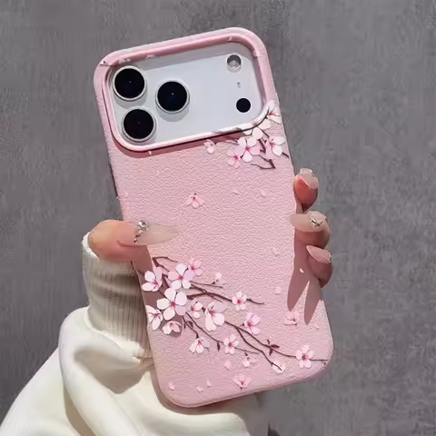 Fashion Pink Peach Blossoms Phone Case for IPhone 17 Pro Case 16 Pro 13 12 11 14 15 Pro Max 15 Plus 