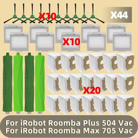 Fit for iRobot Roomba Max 705 Vac / Roomba Plus 504 Vac Vacuum Parts Brush Filter Dust Bag Mop Cloth