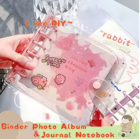 SKYSONIC Square Binder Collect Book DIY Sleeves & Notebook Refill Papers Idol Goo Card Journal Glitt