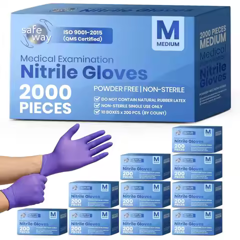 2000 pcs Nitrile Disposable Gloves, Medium, Powder-Free & Non-Latex for Medical, Kitchen, Cleaning &