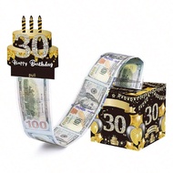 16/18/21/30-70th Birthday Money Gift Box For Cash Pull, Happy Birthday Money Gift Boxes For Cash Wit