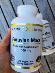 Peruvian Maca, Organic Root หัวมาคาออแกนิคจากเปรู 500mg 240 Veggie Caps (California Gold Nutrition®) ต้นตำรับของมาคา Superfood
