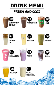 DAFTAR MENU JUALAN ES TEH / ES BOBA/ ES CAPCIN FREE DESAIN