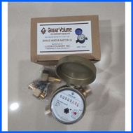 ☩ ◄ ◰ Great Volume Brass Water Meter - SJ 1/2 with two tail piece (Authentic)