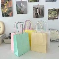 Plain Macaron Kraft Paper Bag with Twine Twist Handle Giveaway Gift Bag Wrap