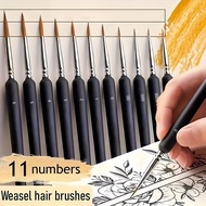 11pcs Miniature Hook Line Pen Art Painting Brushes Extra Fine Soft Hand Painted 00000 Brush For Goua
