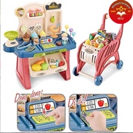 Supermarket Sales Set with 40-Piece Trolley for Children, Mini Trolley and Ice Cream Counter Sales S