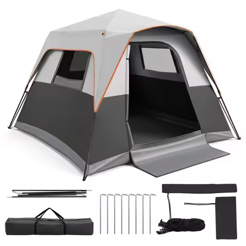 6-Person Outdoor Camping Tent w/Rainfly Carrying Bag, 3000mm Water-Resistant Camping Hiking